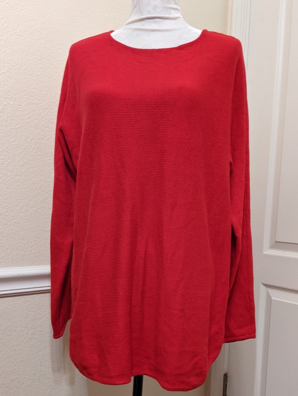 Michael Kors Red Sweater Tunic Back Zipper Long Sleeve Size Large